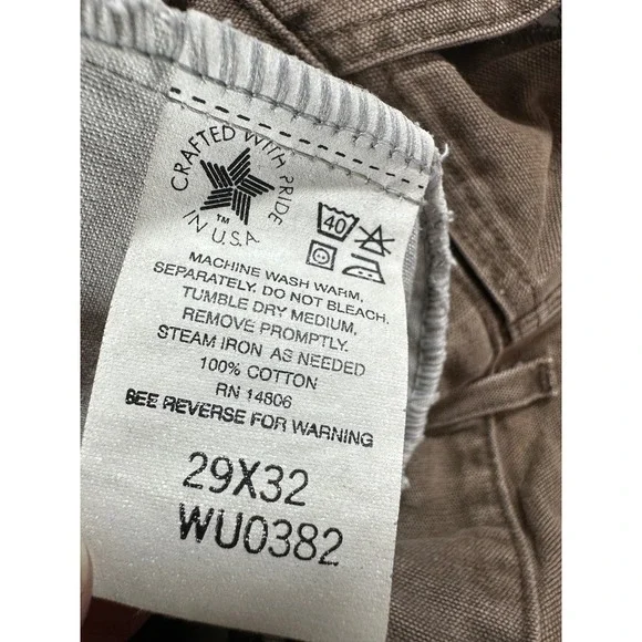 Vtg Carhartt Carpenter Pants 29x32  Brown Canvas Duck Workwear Union Made USA - Picture 11 of 14